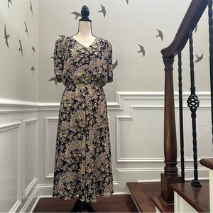 Vintage Leslie Fay Floral Dress (Size 10)